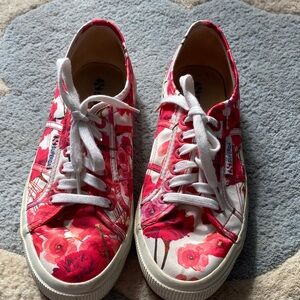 Superga Red Floral Canvas Sneakers